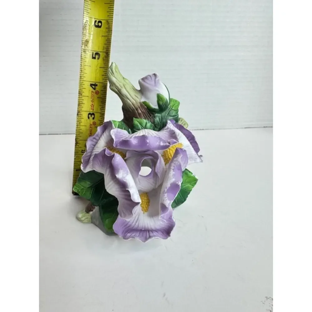 Vintage Porcelain Purple Iris Night Light Cover Floral Cottagecore Decor 4.5